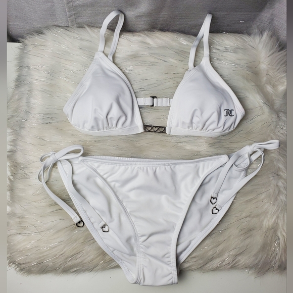 Juicy Couture Other - JUICY COUTURE White 3 Heart Charm Bikini Set